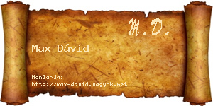 Max Dávid névjegykártya